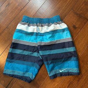 Nike Teal and Navy Striped swim trucks